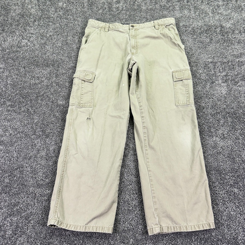 Wrangler Cargo Pants Mens 36x29 Beige Straight Workwear Outdoor Pockets Casual